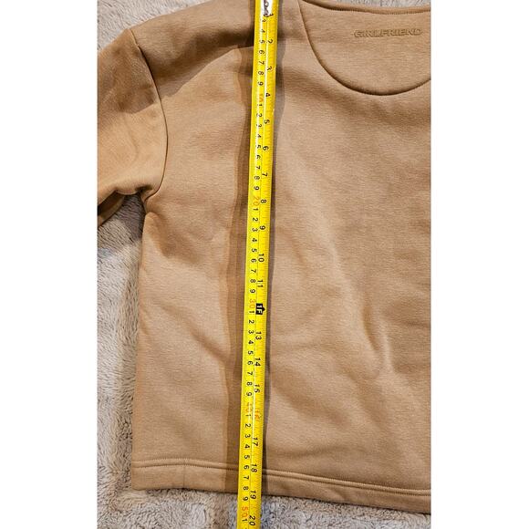 Girlfriend Collective Jaya Scarf Sweatshirt, Color-Brulee, Built in Scarf, Sz S - Picture 9 of 9